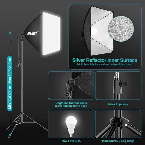 EMART 8.5 x 10 ft Backdrop Support System, with Lighting Kit, with 12 pcs Heavy Duty Muslin Spring Clamps in Saudi Arabia