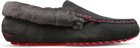 Mykos Women's Aussie Moc Suede Slip-On Moccasin - Luxurious Sheepskin Insole - Cozy, Comfortable for Lounging and Casual Wear- (Charcoal/Hot Pink-9 M US) in Kuwait