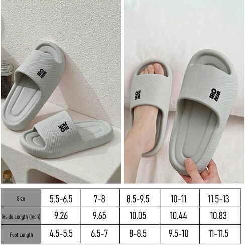 Bathroom Slippers for Men Women,Shower Shoes Thickened,Slippers Indoor Home Beach Non Slip Anti-Slip Quick Drying Pool Slides,Grey in Saudi Arabia