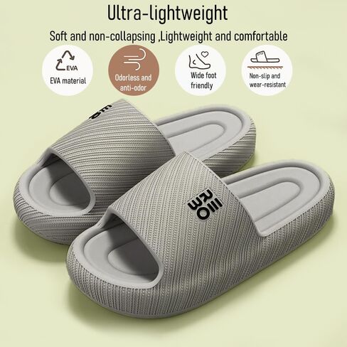 Bathroom Slippers for Men Women,Shower Shoes Thickened,Slippers Indoor Home Beach Non Slip Anti-Slip Quick Drying Pool Slides,Grey in Saudi Arabia