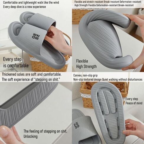 Bathroom Slippers for Men Women,Shower Shoes Thickened,Slippers Indoor Home Beach Non Slip Anti-Slip Quick Drying Pool Slides,Grey in Saudi Arabia