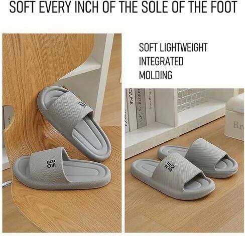 Bathroom Slippers for Men Women,Shower Shoes Thickened,Slippers Indoor Home Beach Non Slip Anti-Slip Quick Drying Pool Slides,Grey in Saudi Arabia