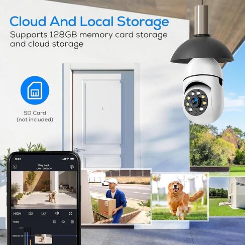 5GHz WiFi Light Bulb Cam | 1080P HD, Auto Motion Tracking, Color Night Vision, Built-in Siren & Two-Way Talk for Indoor Monitoring in Saudi Arabia