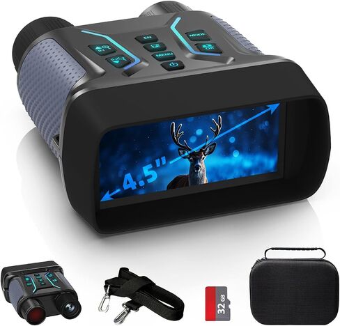 Night Vision Binoculars for Adults & Kids - 4.5'' Screen Infrared Night Vision Goggles Camera with Case, 4K Video & 36MP Photos, 8X Digital Zoom, 7-Level Infrared, 4500mAh Battery for Camping,Security in Saudi Arabia