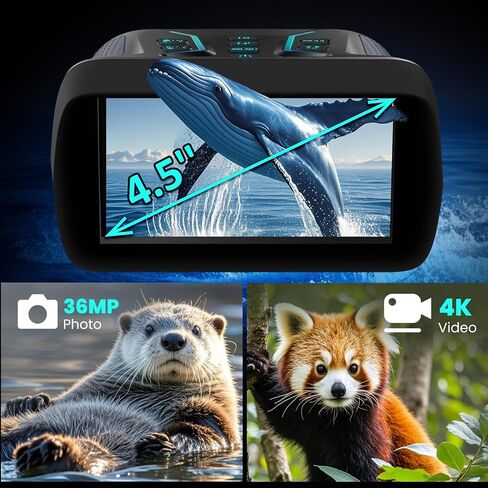 Night Vision Binoculars for Adults & Kids - 4.5'' Screen Infrared Night Vision Goggles Camera with Case, 4K Video & 36MP Photos, 8X Digital Zoom, 7-Level Infrared, 4500mAh Battery for Camping,Security in Saudi Arabia