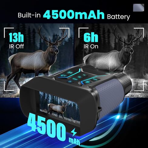 Night Vision Binoculars for Adults & Kids - 4.5'' Screen Infrared Night Vision Goggles Camera with Case, 4K Video & 36MP Photos, 8X Digital Zoom, 7-Level Infrared, 4500mAh Battery for Camping,Security in Saudi Arabia