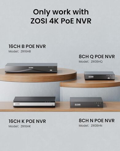 ZOSI 4K PoE Add on Security Camera,8MP Indoor Outdoor Bullet CCTV Surveillance IP Camera with Person Vehicle Detection,One-Way Audio,Metal Housing,Only Compatible with Same Brand 8MP/4K POE NVR in Saudi Arabia