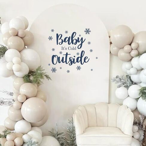 Baby It's Cold Outside Decal - Snowflake Sign Winter Baby Shower Decorations,Gender Reveal Winter Wonderland Christmas Sticker for Backdrop Photo Props in Saudi Arabia