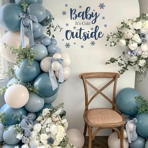 Baby It's Cold Outside Decal - Snowflake Sign Winter Baby Shower Decorations,Gender Reveal Winter Wonderland Christmas Sticker for Backdrop Photo Props in Saudi Arabia