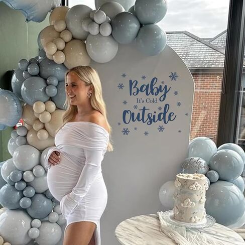 Baby It's Cold Outside Decal - Snowflake Sign Winter Baby Shower Decorations,Gender Reveal Winter Wonderland Christmas Sticker for Backdrop Photo Props in Saudi Arabia