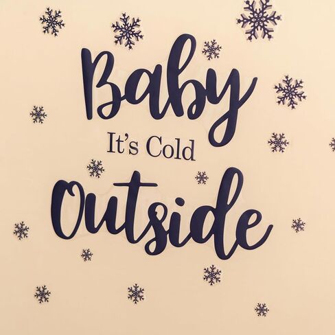Baby It's Cold Outside Decal - Snowflake Sign Winter Baby Shower Decorations,Gender Reveal Winter Wonderland Christmas Sticker for Backdrop Photo Props in Saudi Arabia
