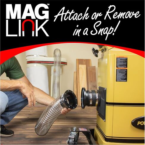 MagLink Starter Kit with Magnetic Dust Collection Fittings for 4 Inch Ports, 4 Inch Dust Collector Hose, Quick Connect Hose Between Woodworking Machines in Saudi Arabia