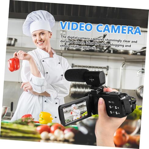 مسجل كاميرا رقمية بشاشة تعمل باللمس لتسجيل الفيديو والتصوير، كاميرا فيديو محمولة خفيفة الوزن لتسجيل الفيديو مع ميكروفون مدمج وخارجي يدعم الدقة العالية in Kuwait