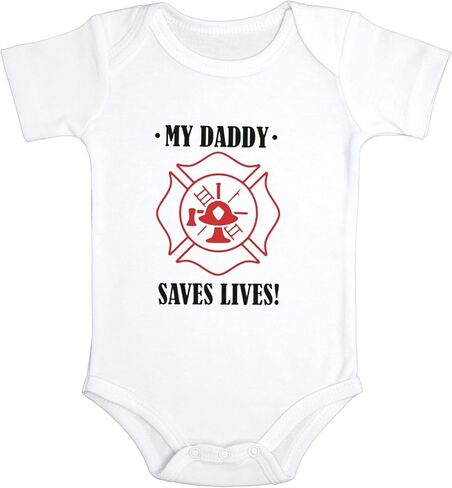 My Daddy Saves Lives Baby Bodysuit | Newborn Gift | Daddy Firefighter Jumpsuit in Saudi Arabia