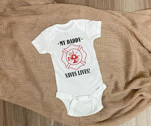 My Daddy Saves Lives Baby Bodysuit | Newborn Gift | Daddy Firefighter Jumpsuit in Saudi Arabia