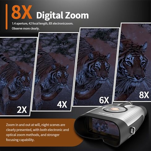 مناظير رؤية ليلية بدقة 4K فائقة الدقة مع التقاط صور وفيديو بالألوان الكاملة بدقة 52 ميجابكسل، ونطاق عرض 3940 قدمًا، وواي فاي والتحكم في التطبيقات مع بطاقة تخزين سعة 64 جيجابايت للتخييم والصيد والأمن in Kuwait