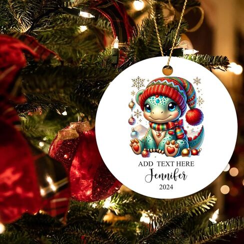 Custom Dragon Christmas Ornament 2025, Cute Dragon Ornaments for Christmas Tree, Personalized Baby Animal Santa Hat Xmas Ornament, Gift for Babies, Kids, Family, Custom Name Christmas Decor in Saudi Arabia