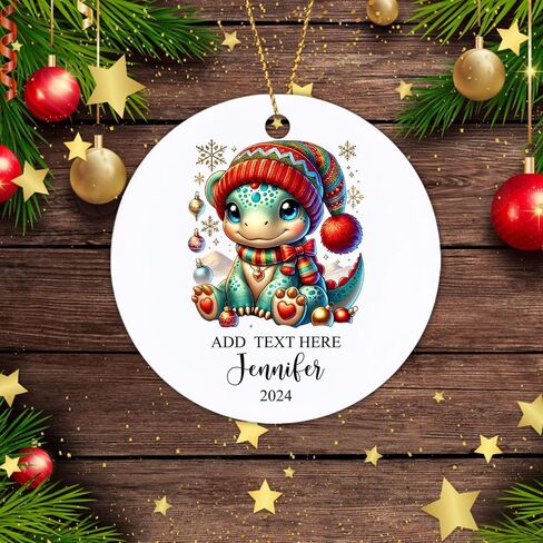 Custom Dragon Christmas Ornament 2025, Cute Dragon Ornaments for Christmas Tree, Personalized Baby Animal Santa Hat Xmas Ornament, Gift for Babies, Kids, Family, Custom Name Christmas Decor in Saudi Arabia
