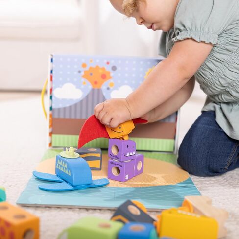 Melissa & Doug Blockables™ Dinosaur Snap and Play, Mix and Match Connectable Wooden Building Blocks Play Set Toy for Preschool Boys and Girls (69 Pcs) - FSC Certified in Saudi Arabia