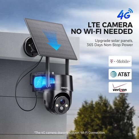 كاميرا أمان تعمل بالطاقة الشمسية 4G LTE، كاميرا خارجية لاسلكية مع بطاقة SIM، رؤية ليلية ملونة 2K، رؤية شاملة 360 درجة، كشف حركة PIR، صوت ثنائي الاتجاه، لا يتطلب WiFi in Kuwait