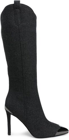 London Rag Ridda Metallic Cap Toe Denim Boots in Kuwait