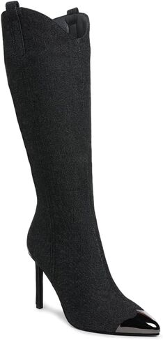 London Rag Ridda Metallic Cap Toe Denim Boots in Kuwait