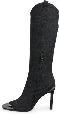 London Rag Ridda Metallic Cap Toe Denim Boots in Kuwait