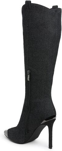 London Rag Ridda Metallic Cap Toe Denim Boots in Kuwait