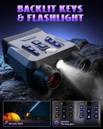 نظارات الرؤية الليلية، مناظير رؤية ليلية 4K للبالغين عالية الطاقة، كاميرا رؤية ليلية عالية الدقة 3.0 بوصة، نطاق نظارات الأشعة تحت الحمراء ونهارًا للتخييم والخارج مع بطاقة TF سعة 32 جيجابايت، تكبير رقمي 10X و9 الأشعة تحت الحمراء in Kuwait