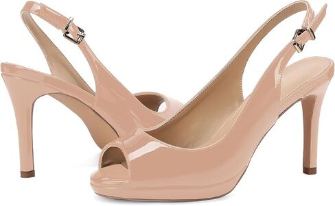 Women’s Patent Leather Slingback Pumps Peep Toe Platform High Heels with Adjustable Buckle Elegant Stiletto Heel Sandals for Dress Office Party in Saudi Arabia