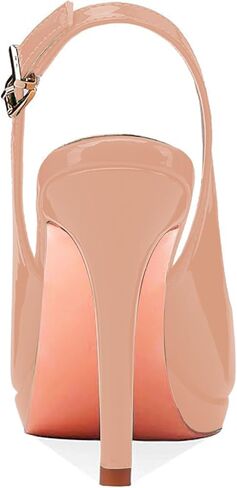 Women’s Patent Leather Slingback Pumps Peep Toe Platform High Heels with Adjustable Buckle Elegant Stiletto Heel Sandals for Dress Office Party in Saudi Arabia