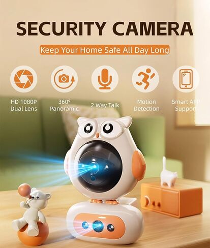Yoidesu Home Security Camera, 1080P Dual Lens Baby Pet Monitor, 2.4G 2 Way Talk Smart Indoor Security Cam, 360 Deg Panoramic View, Support Phone APP Wi Fi, Built in Mic & Speaker in Saudi Arabia