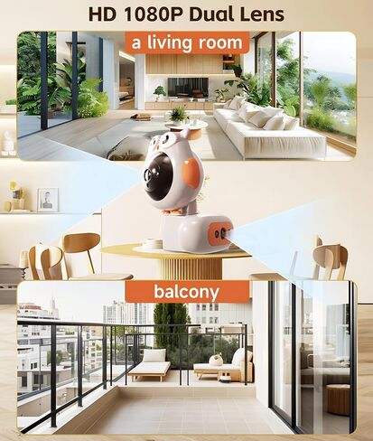 Yoidesu Home Security Camera, 1080P Dual Lens Baby Pet Monitor, 2.4G 2 Way Talk Smart Indoor Security Cam, 360 Deg Panoramic View, Support Phone APP Wi Fi, Built in Mic & Speaker in Saudi Arabia