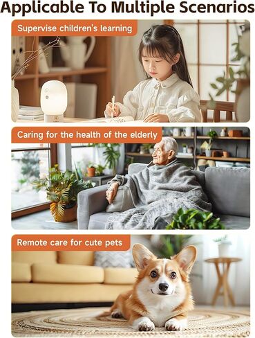 Yoidesu Home Security Camera, 1080P Dual Lens Baby Pet Monitor, 2.4G 2 Way Talk Smart Indoor Security Cam, 360 Deg Panoramic View, Support Phone APP Wi Fi, Built in Mic & Speaker in Saudi Arabia