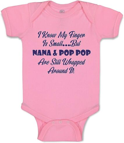 Cute Rascals Baby Bodysuit I Know My Finger Is Small... but Nana and Pop Pop Boy & Girl Baby Clothes Funny Cotton Soft Pink Design Only 6 Months in Saudi Arabia