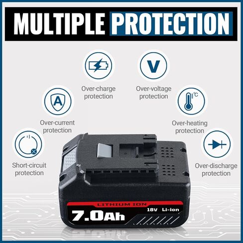 2 حزمة 7.0Ah 18V ليثيوم أيون BAT609 استبدال بطارية بوش متوافقة مع بوش 18V بطارية BAT609 BAT618 BAT618G BAT619 BAT619G BAT610G BAT622 أدوات لاسلكية in Saudi Arabia