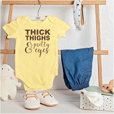 Brisco Brands Thick Thighs Pretty Eyes Funny Cute Baby Bodysuit Jumper Girls in Saudi Arabia