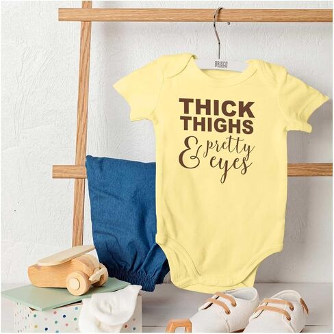 Brisco Brands Thick Thighs Pretty Eyes Funny Cute Baby Bodysuit Jumper Girls in Saudi Arabia