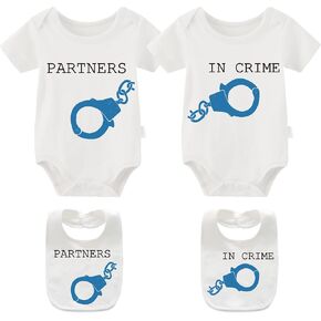 YSCULBUTOL Baby Twins Bodysuit Partners in Crime Twin Outfits Twin Clothing for Girls boy Twin Baby in Saudi Arabia