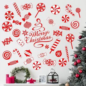 mfault عيد ميلاد سعيد النعناع الحلوى ملصقات الحائط الشارات، عيد الميلاد حلوى قصب مصاصة زينة غرفة النوم الفن، كرات عطلة الشتاء ندفة الثلج ديكور المنزل المطبخ in Kuwait
