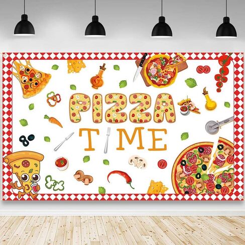 Pizza Backdrop Pizza Time Photography Background Cooking Pizza Birthday Party Decoration Supplies Banner Photo Booth Studio 70.8 x 43.3 inch in Saudi Arabia