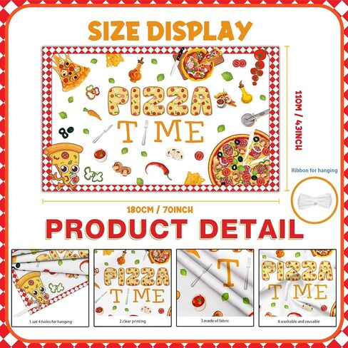 Pizza Backdrop Pizza Time Photography Background Cooking Pizza Birthday Party Decoration Supplies Banner Photo Booth Studio 70.8 x 43.3 inch in Saudi Arabia