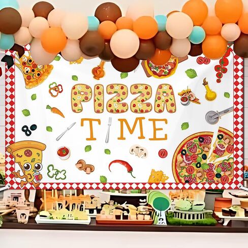 Pizza Backdrop Pizza Time Photography Background Cooking Pizza Birthday Party Decoration Supplies Banner Photo Booth Studio 70.8 x 43.3 inch in Saudi Arabia