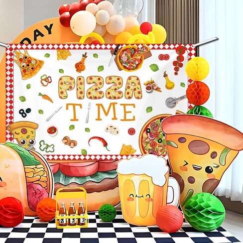 Pizza Backdrop Pizza Time Photography Background Cooking Pizza Birthday Party Decoration Supplies Banner Photo Booth Studio 70.8 x 43.3 inch in Saudi Arabia