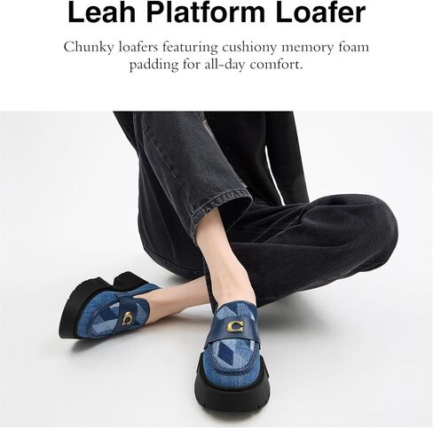 Coach Women's Leah Platform Loafer, Charcoal/Black, 5.5 in Saudi Arabia