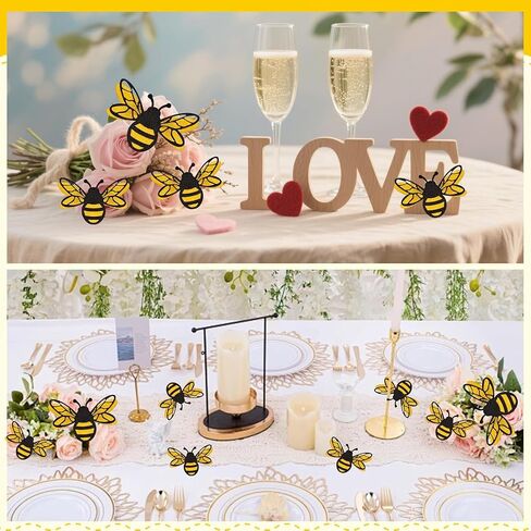 12Pcs/Set Yellow 3D Double Layer Simulation Bee Wall Sticker Self-Adhesive Refrigerator Sticker DIY Home Wedding Party Decor in Saudi Arabia