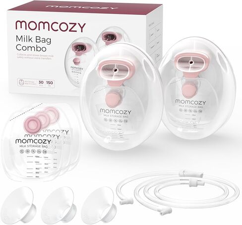 Momcozy Wearable Milk Collection Cups with Storage Bags (5 oz), Direct-to-Bag Breast Milk Bag Combo, Breast Pump Parts for Momcozy V1 Pro/V2 Pro/V1/V2 Pump & Most Electric Breast Pumps, 2 Pack in Saudi Arabia