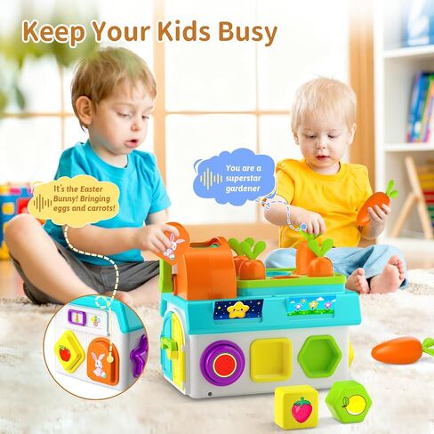 Montessori Harvest Toy for 1 Year Old Boys Girls, Fine Motor Learning Toys for Toddlers 1-2, 1st First Birthday Gift for One Year Old, 12-18 Month Educational Shape Matching Game with Lights & Sound in Saudi Arabia