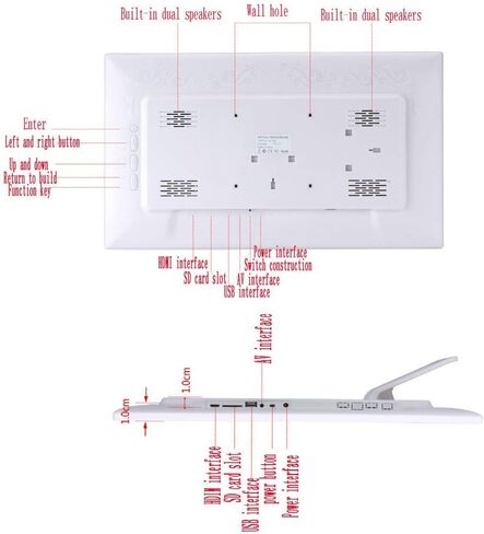 إطار صور رقمي، شاشة LED بإطار صور رقمي 19 بوصة 1366 * 768 صور عالية الدقة، موسيقى، مشغل فيديو عالي الدقة، تقويم، تشغيل/إيقاف تشغيل التنبيه التلقائي، مشغل إعلانات مع R، in Kuwait