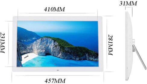 إطار صورة رقمي، إطار صور رقمي إلكتروني مقاس 18.5 بوصة 1366 * 768 HD IPS شاشة صورة إطار فيديو موسيقي وساعة وتقويم مع جهاز تحكم عن بعد يدعم USB SD Ca (أسود 18.5) in Saudi Arabia